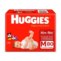 FRALDA HUGGIES SUPREME CARE TAMANHO M 80 UNIDADES