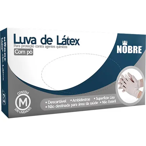 LUVA NOBRE LATEX COM PO MEDIA 100 UNIDADES