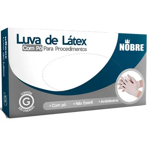 LUVA NOBRE LATEX COM PO GRANDE 100 UNIDADES