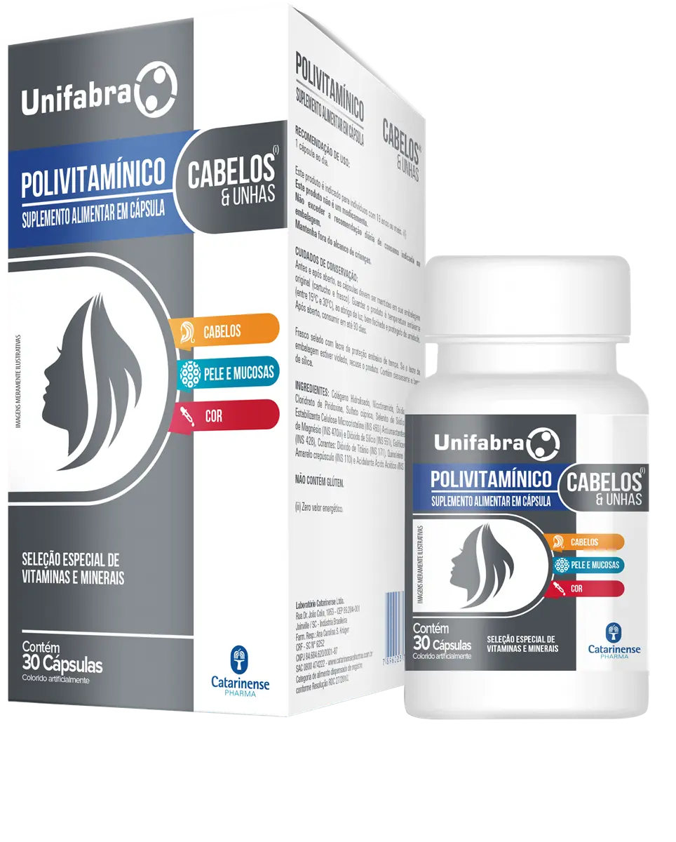 POLIVITAMINICO CABELOS E UNHAS UNIFABRA 30 CAPSULAS MULTIVITAMINICO - POLIVITAMINICO