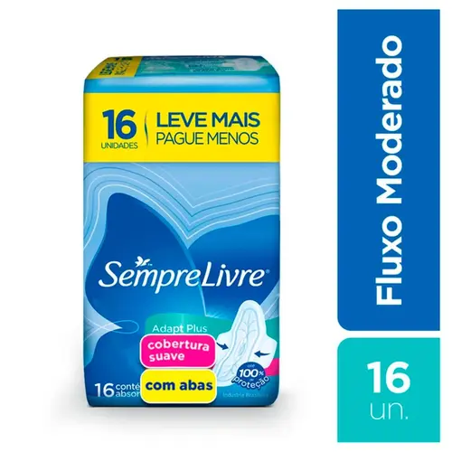 ABSORVENTE SEMPRE LIVRE ADAPT PLUS COM ABAS SUAVE 16 UNIDADES