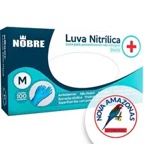 LUVA NOBRE NITRILICA SEM PO NAO CIRURGICA TAMANHO M AZUL 100 UNIDADES