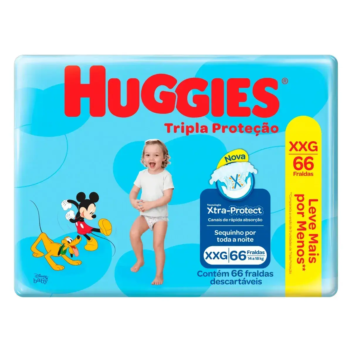 FRALDA HUGGIES RAPIDA ABSORCAO XXG 66 UNIDADES