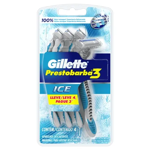 APARELHO DE BARBEAR GILLETTE PRESTOBARBA 3 COOL 4 UNIDADE