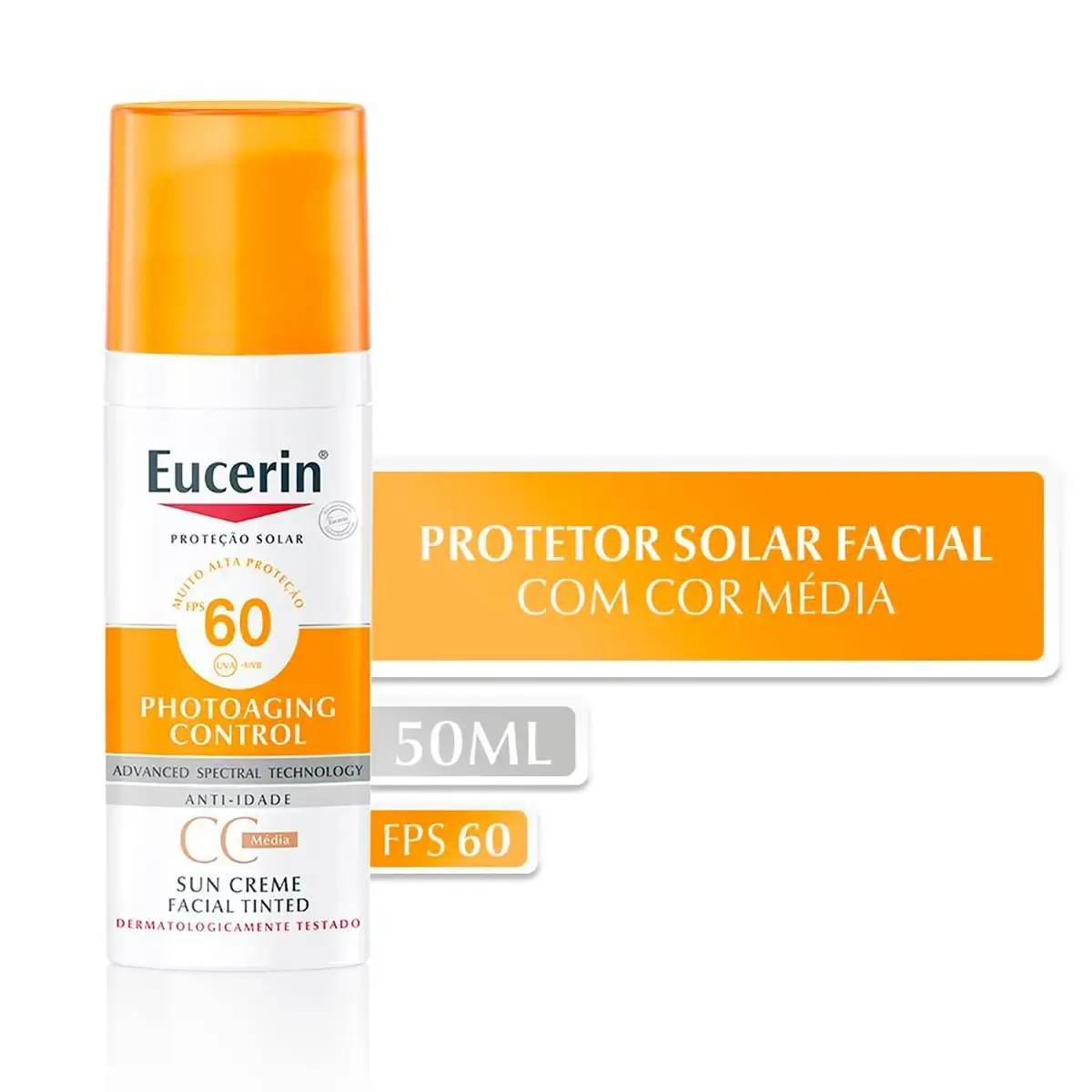 PROTETOR SOLAR EUCERIN SUN CREME TINTE MEDIO FPS60 50ML