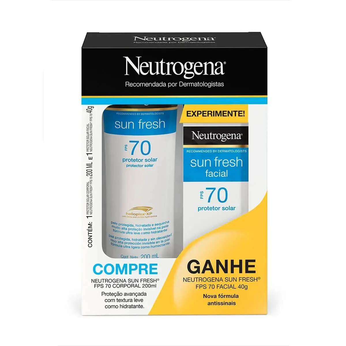 KIT PROTETOR SOLAR NEUTROGENA 200ML + SUN FRESH FPS70 40GR
