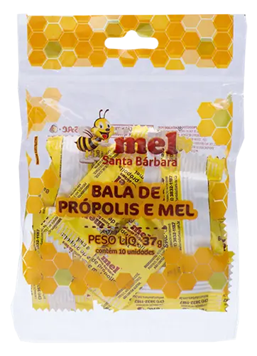BALAS SANTA BARBARA MEL E PROPOLIS 10 UNIDADES