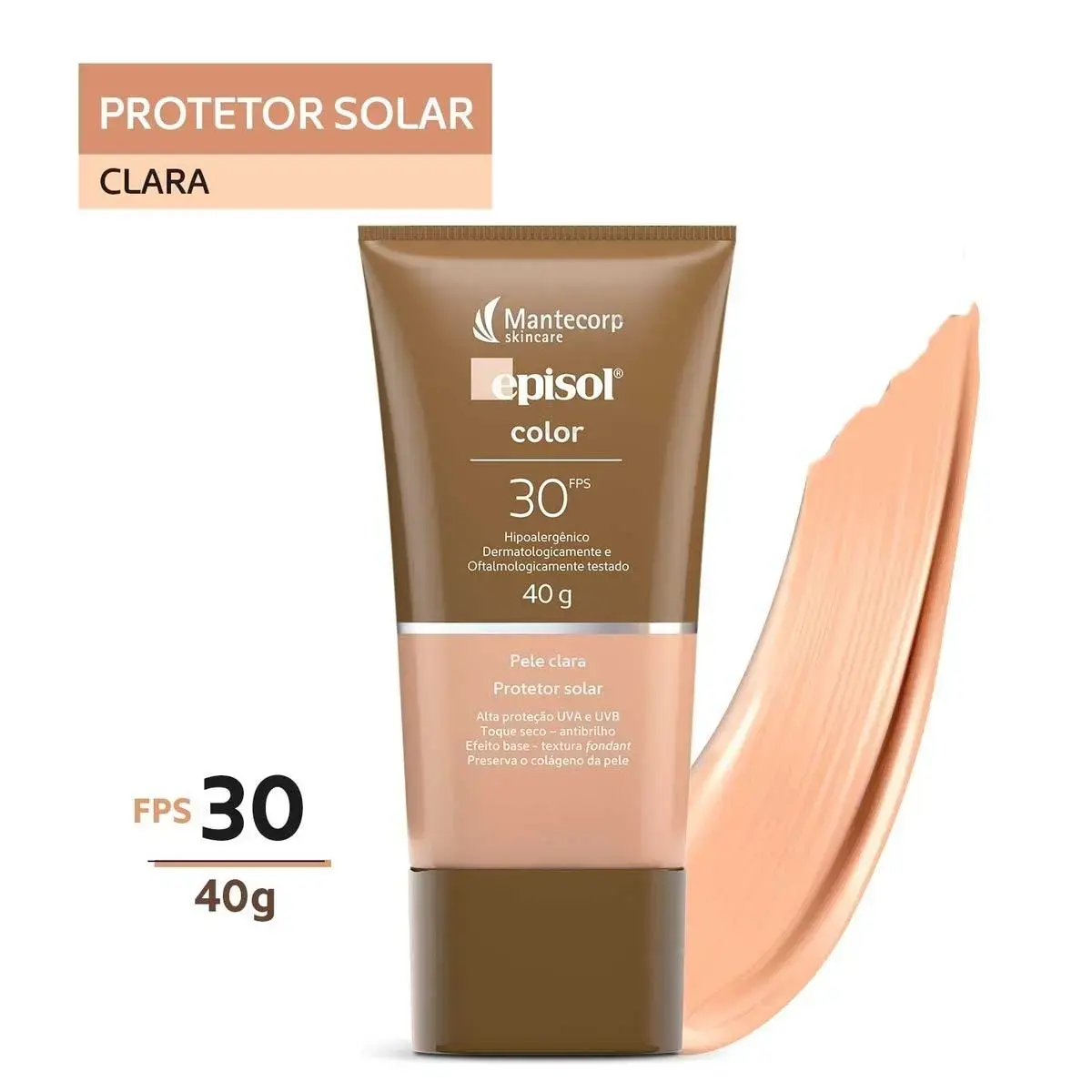 PROTETOR SOLAR EPISOL LOCAO COLOR PELE CLARA FPS30 40GR