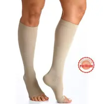 MEIA SIGVARIS PREMIUM 30-40 MEIA 3/4 PONTEIRA ABERTA MEDIA NORMAL NATURAL