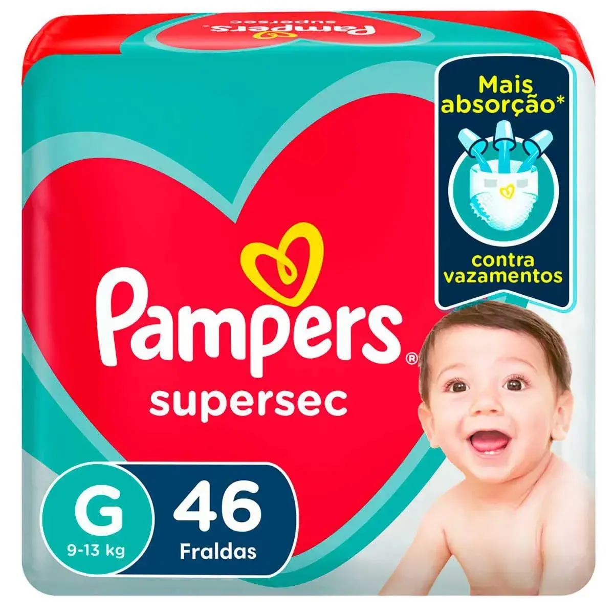 FRALDA PAMPERS SUPERSEC GRANDE 46 UNIDADES