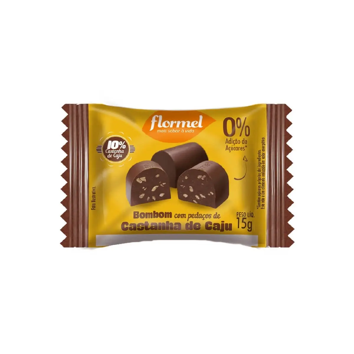 BOMBOM FLORMEL RECHEADO CASTANHA DE CAJU ZERO 15GR