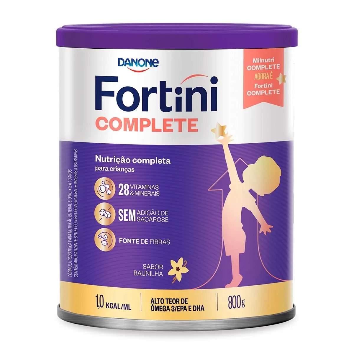 FORMULA INFANTIL FORTINI COMPLETE BAUNILHA 800GR MAIOR DE 3 ANOS