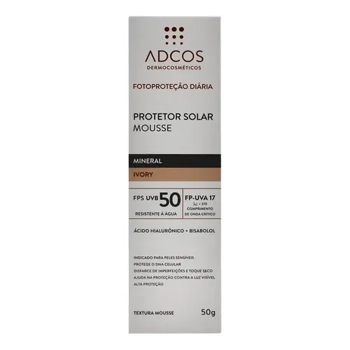 PROTETOR SOLAR ADCOS MOUSSE MINERAL IVORY FPS50 50GR
