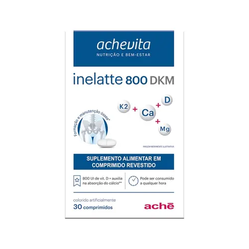 INELATTE 800DKM 30 COMPRIMIDOS CALCIO + MAGNESIO + VITAMINA K2 + VITAMINA D
