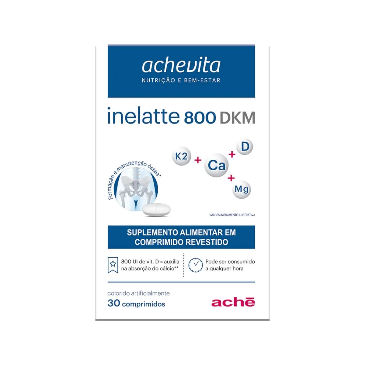 INELATTE 800DKM 30 COMPRIMIDOS CALCIO + MAGNESIO + VITAMINA K2 + VITAMINA D
