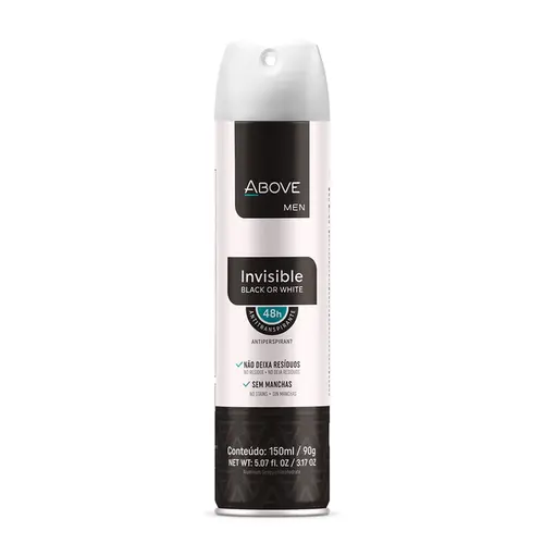 DESODORANTE ABOVE INVISIBLE MASCULINO AEROSSOL 150ML