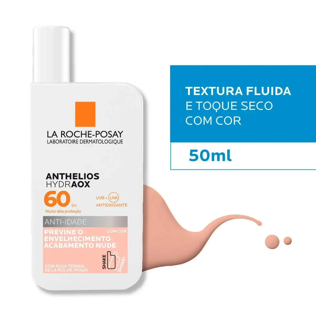 PROTETOR SOLAR LA ROCHE POSAY ANTHELIOS HYDRAOX COM COR FPS60 50GR
