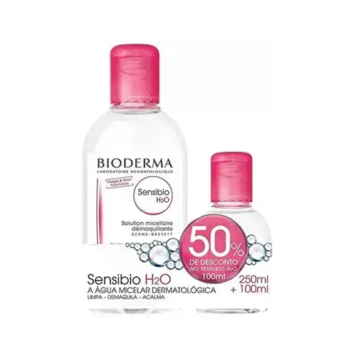 KIT BIODERMA SENSIBIO H2O SOLUCAO MICELAR 250ML + SOLUCAO MICELAR 100ML COM 50% DE DESCONTO