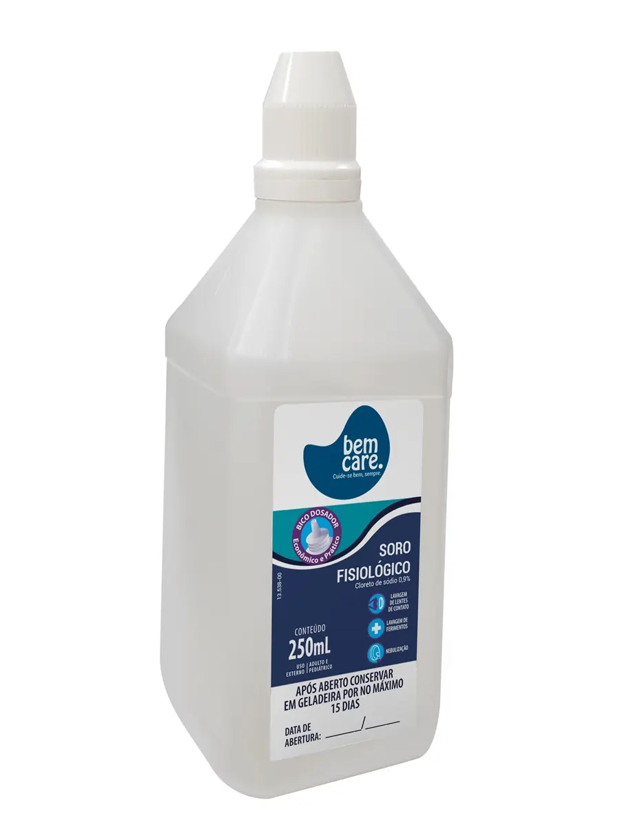 SOLUCAO FISIOLOGICA BEM CARE COM GOTEJADOR 250ML