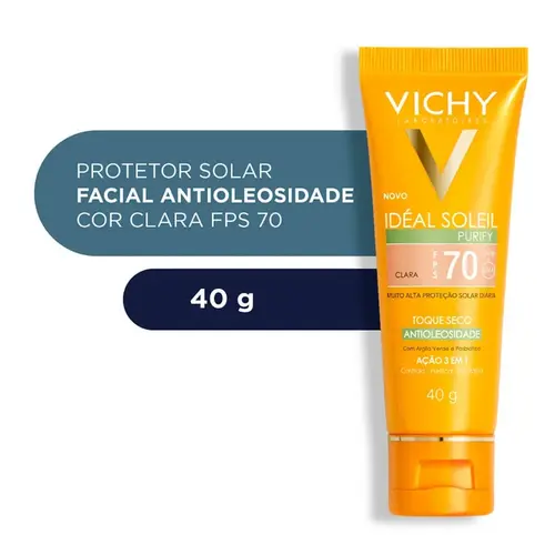 PROTETOR SOLAR VICHY IDEAL SOLEIL PURIFY COR CLARA FPS70 40GR