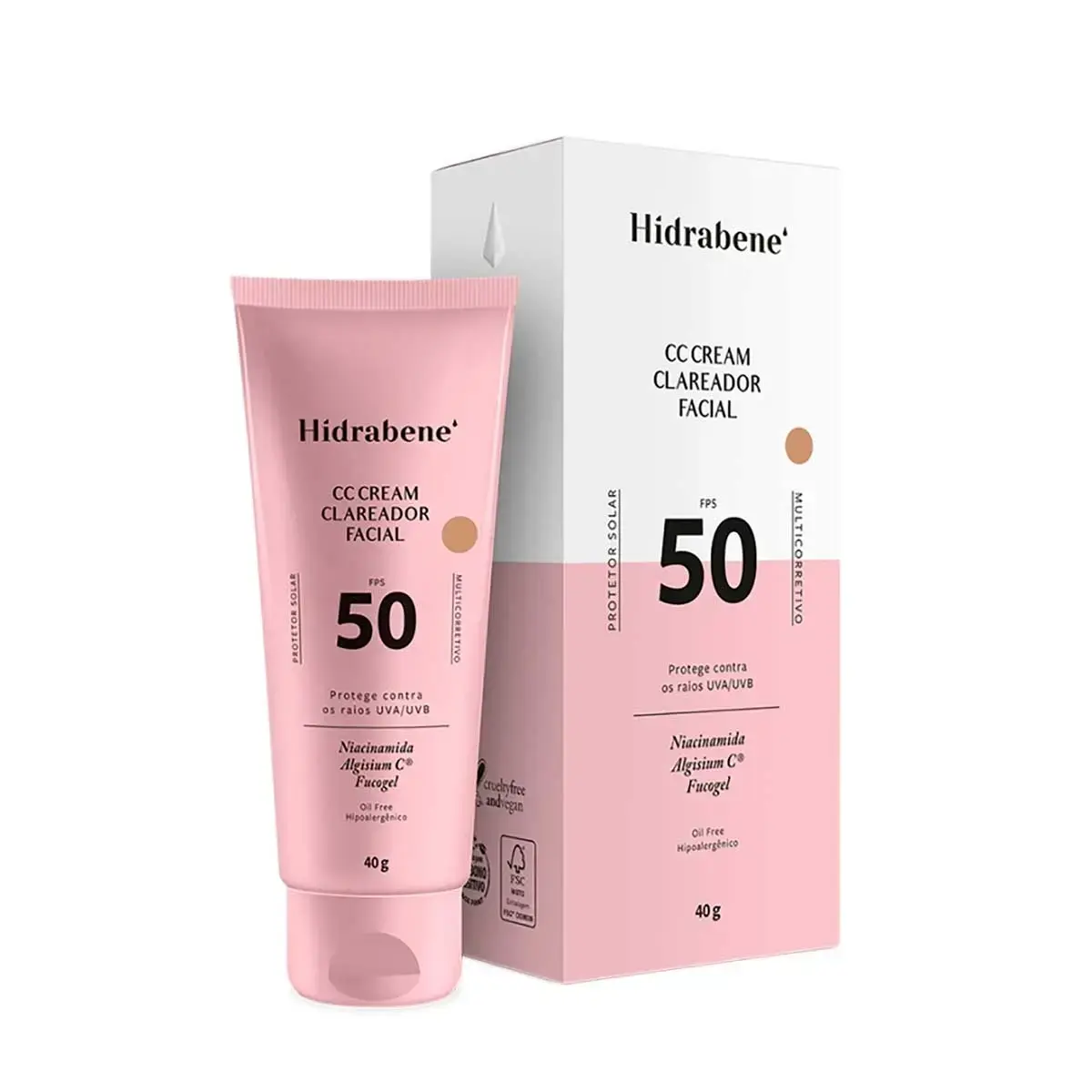 PROTETOR SOLAR HIDRABENE CC CREAM CLAREADOR FPS50 40GR