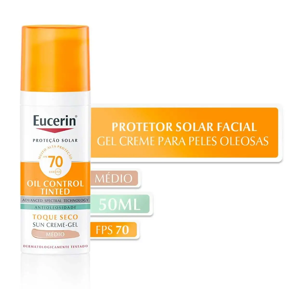 PROTETOR SOLAR EUCERIN OIL CONTROL TINTED MEDIO FPS70 50ML