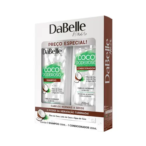 KIT DABELLE SHAMPOO 250ML + CONDICIONADOR 200ML COCO PODEROSO