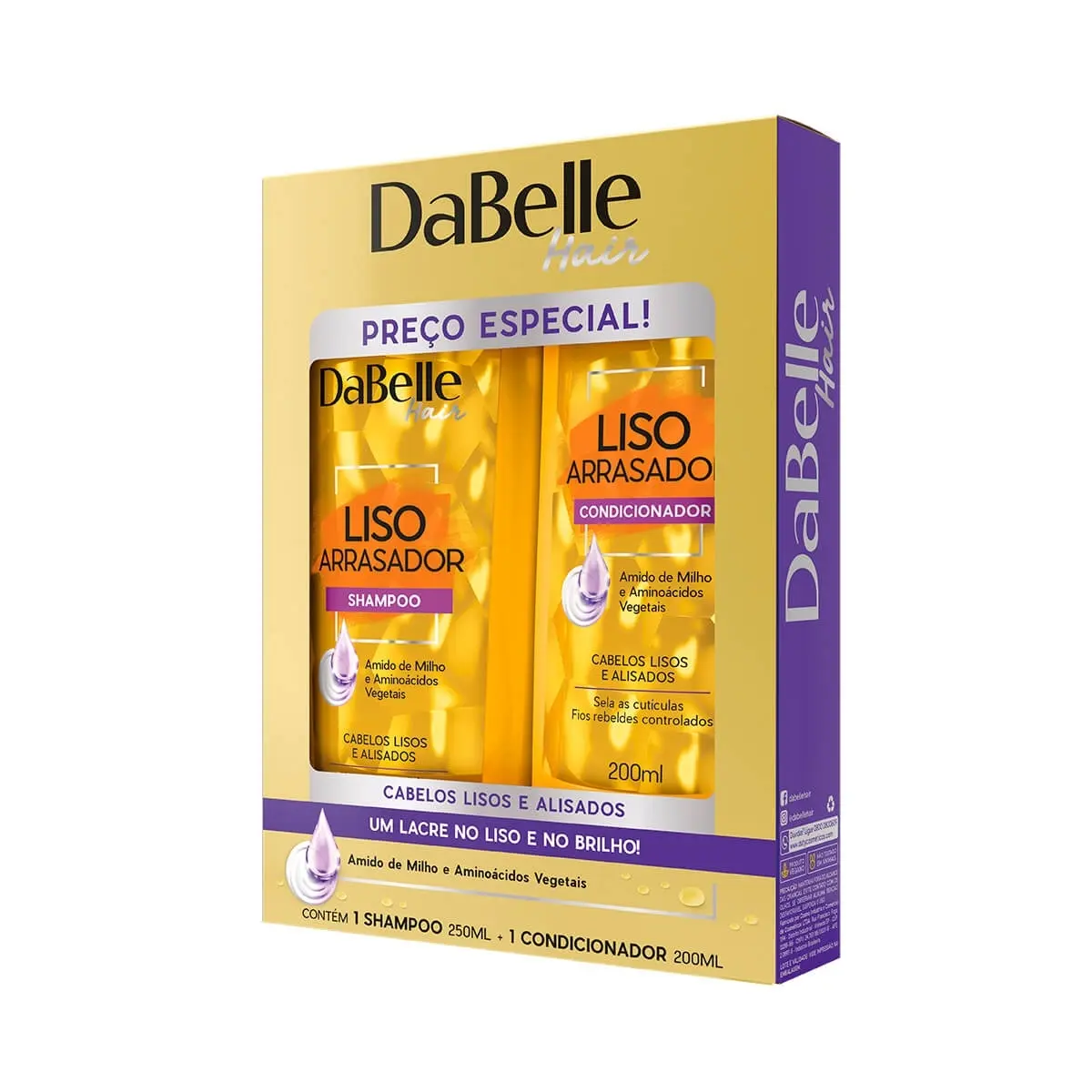 KIT DABELLE SHAMPOO 250ML + CONDICIONADOR 200ML LISO ARRASADOR