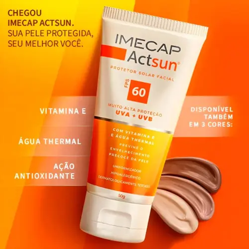 PROTETOR SOLAR IMECAP ACTSUN CLARO FPS60 50GR