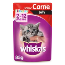 RACAO WHISKAS SACHE JELLY PARA GATO FILHOTE CARNE 85GR