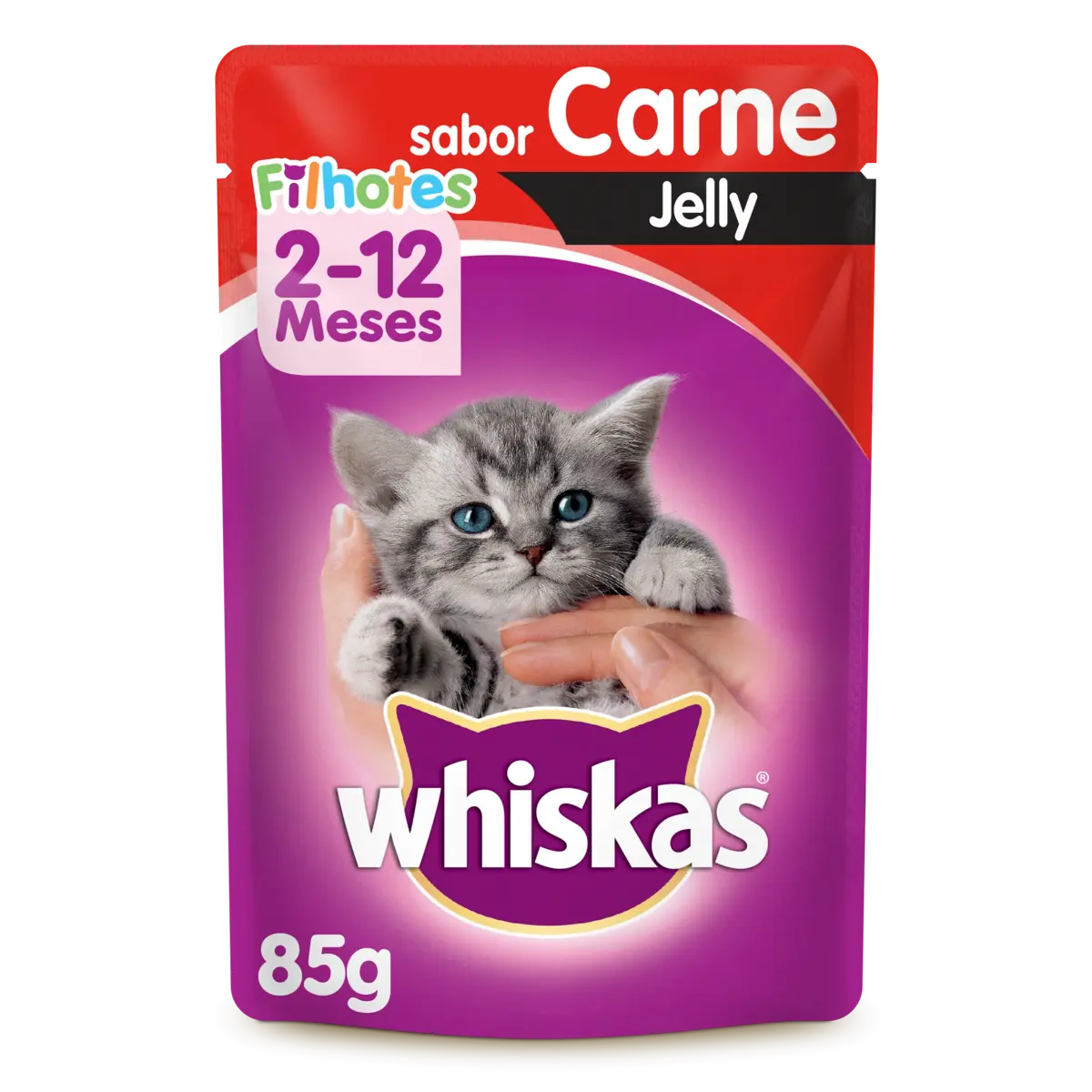RACAO WHISKAS SACHE JELLY PARA GATO FILHOTE CARNE 85GR
