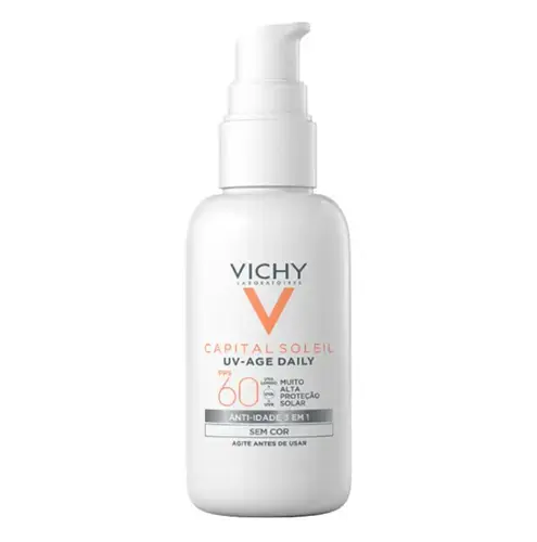 PROTETOR SOLAR VICHY CAPITAL SOLEIL UV-AGE DAILY ANTI-IDADE 3EM1 SEM COR FPS60 40ML