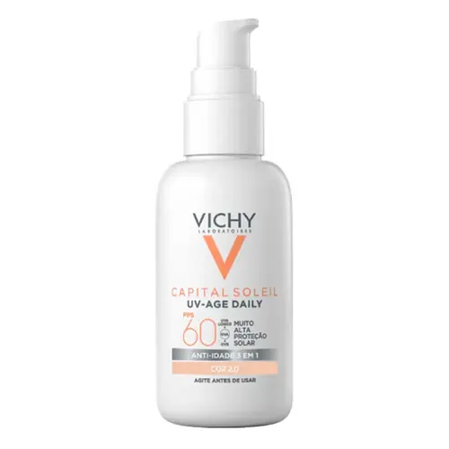 PROTETOR SOLAR VICHY CAPITAL SOLEIL UV-AGE DAILY ANTI-IDADE 3EM1 COR 2.0 FPS60 40GR