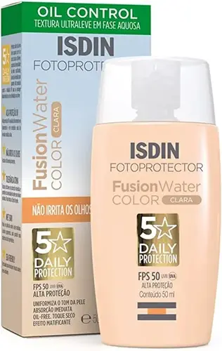 PROTETOR SOLAR FACIAL ISDIN FUSION WATER COR CLARA FPS50 50ML