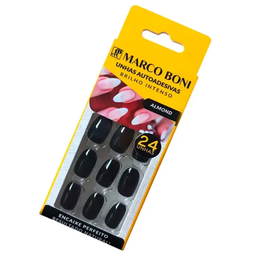 UNHAS MARCO BONI AUTOADESIVAS ALMOND PRETO