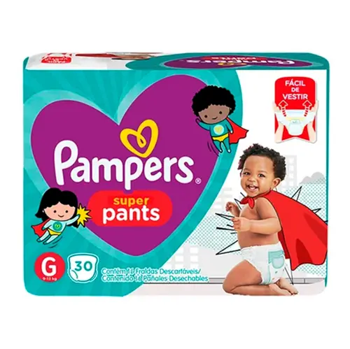 FRALDA PAMPERS SUPER PANTS TAMANHO G 30 UNIDADES