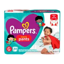FRALDA PAMPERS SUPER PANTS TAMANHO G 30 UNIDADES