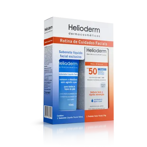 KIT HELIODERM PROTETOR SOLAR FACIAL FPS50 50GR+ SABONETE LIQUIDO FACIAL 50ML