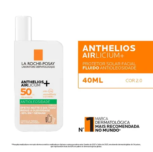 PROTETOR SOLAR LA ROCHE POSAY ANTHELIOS AIRLICIUM FLUIDO ANTIOLEOSIDADE COR 2.0 FPS50 40ML
