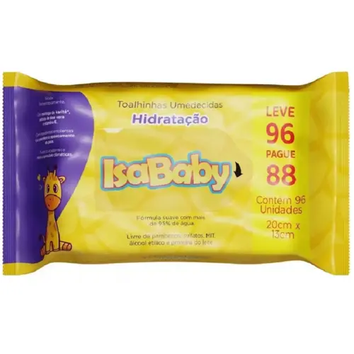 TOALHA UMEDECIDA ISABABY HIDRATACAO LEVE 96 PAGUE 88