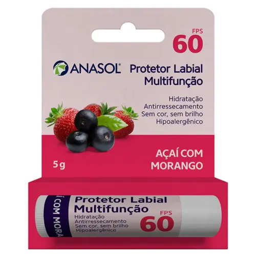 HIDRATANTE LABIAL ANASOL ACAI COM MORANGO FPS60 5GR