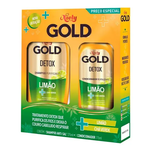 KIT NIELY GOLD DETOX SHAMPOO 275ML + CONDICIONADOR 175ML