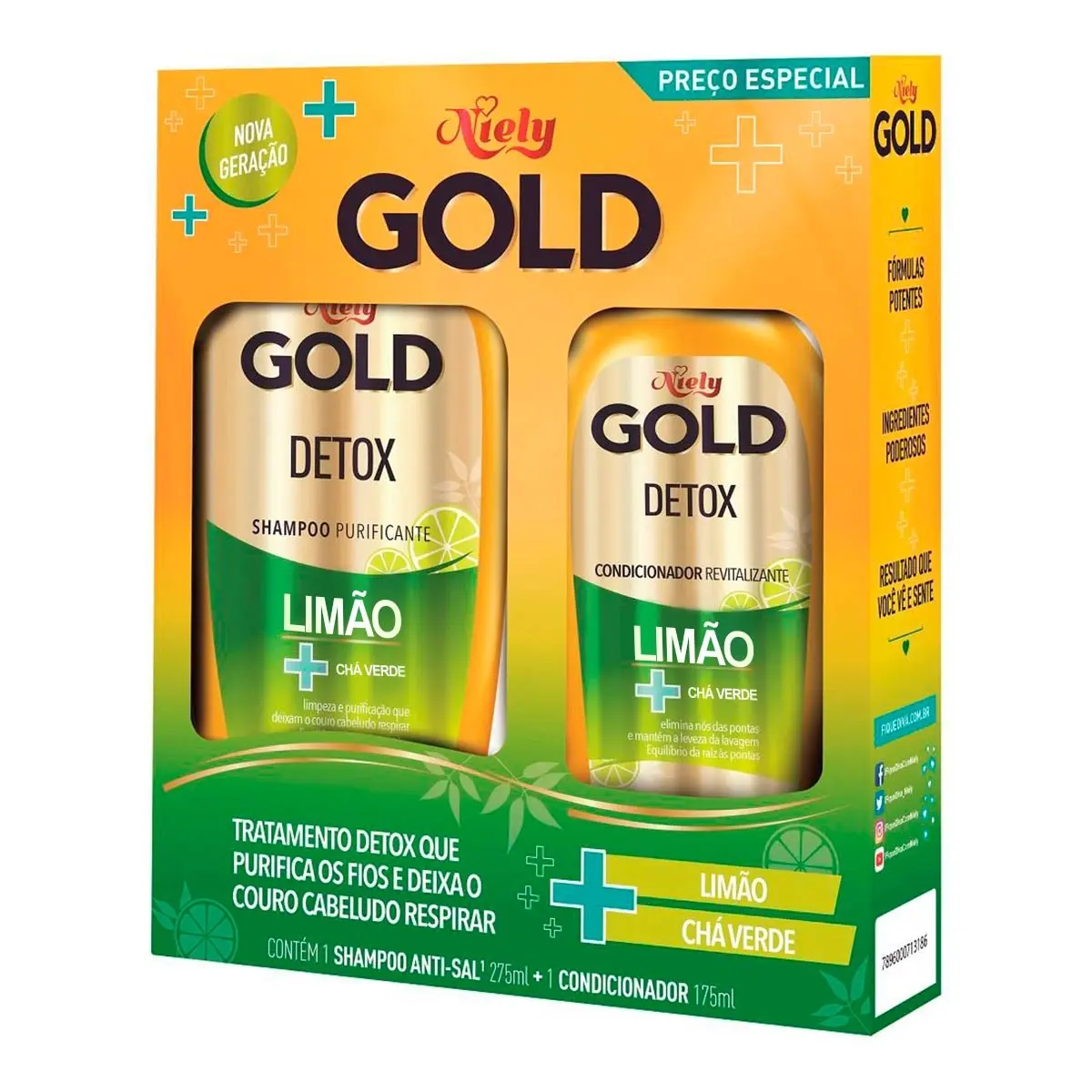 KIT NIELY GOLD DETOX SHAMPOO 275ML + CONDICIONADOR 175ML