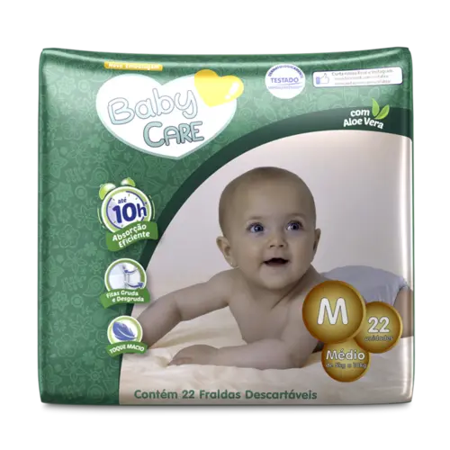 FRALDA BABY CARE TAMANHO M 22 UNIDADES