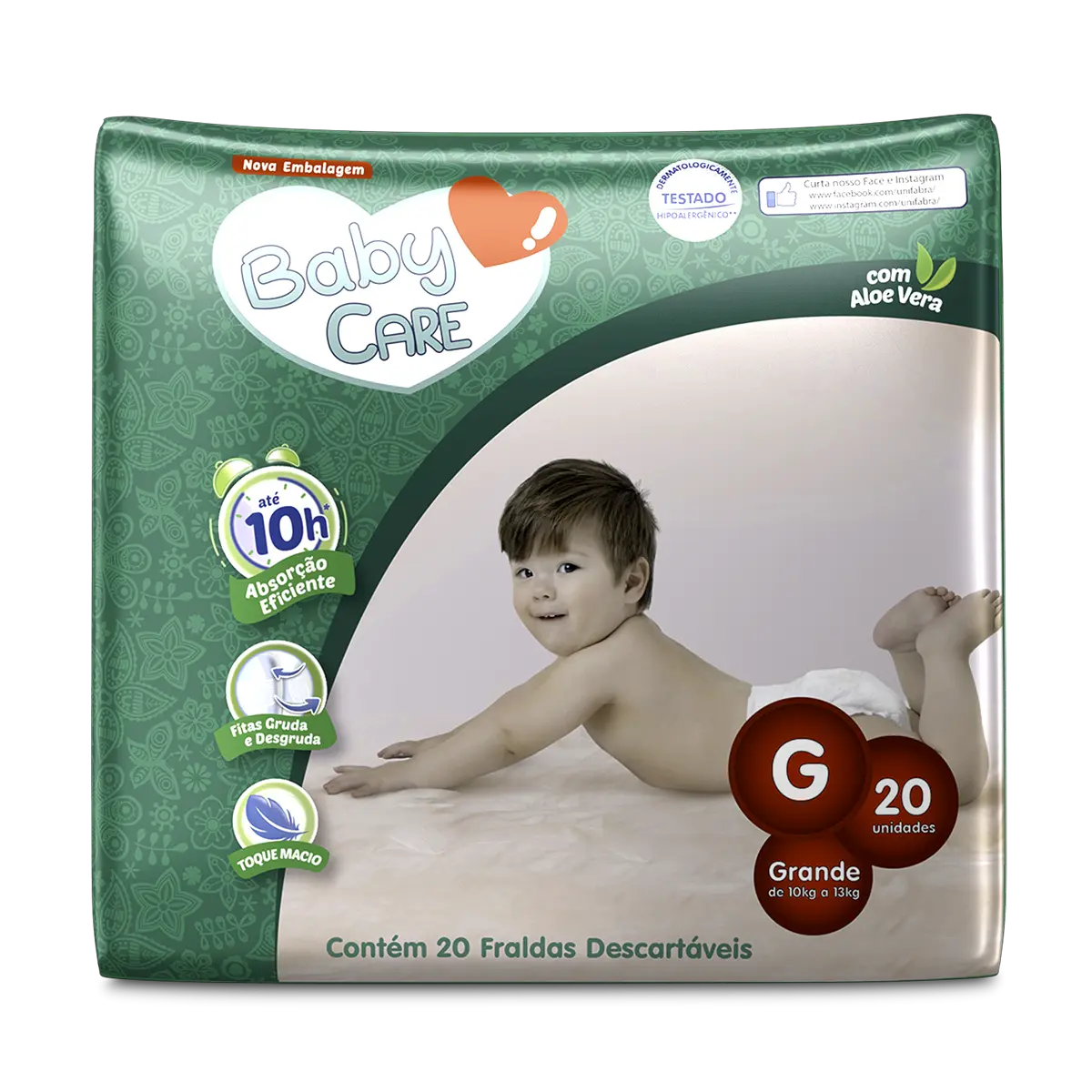 FRALDA BABY CARE TAMANHO G 20 UNIDADES