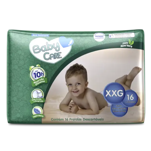 FRALDA BABY CARE TAMANHO XXG 16 UNIDADES