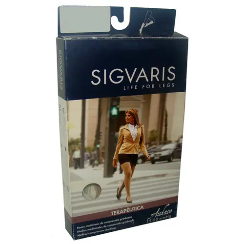 MEIA SIGVARIS PREMIUM 20-30 MEIA 3/4 PONTEIRA ABERTA PEQUENA CURTA NATURAL