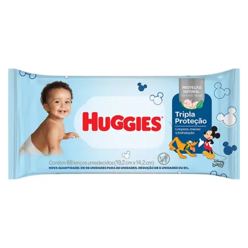 LENCOS UMEDECIDOS HUGGIES TRIPLA PROTECAO 88 UNIDADES