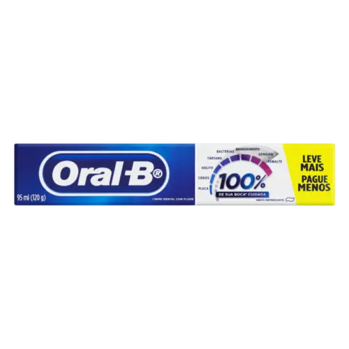 CREME DENTAL ORAL-B 100% MENTA REFRESCANTE 120GR (PROMOCIONAL)