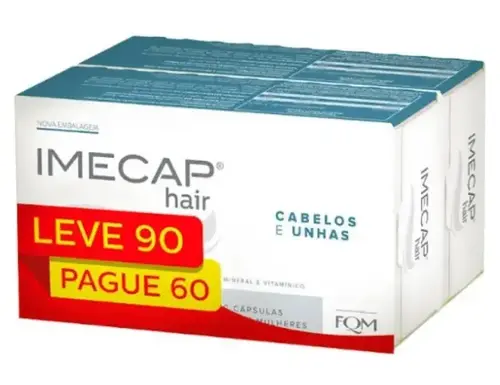 IMECAP HAIR LEVE 90 PAGUE 60 CAPSULAS MULTIVITAMINICO - POLIVITAMINICO